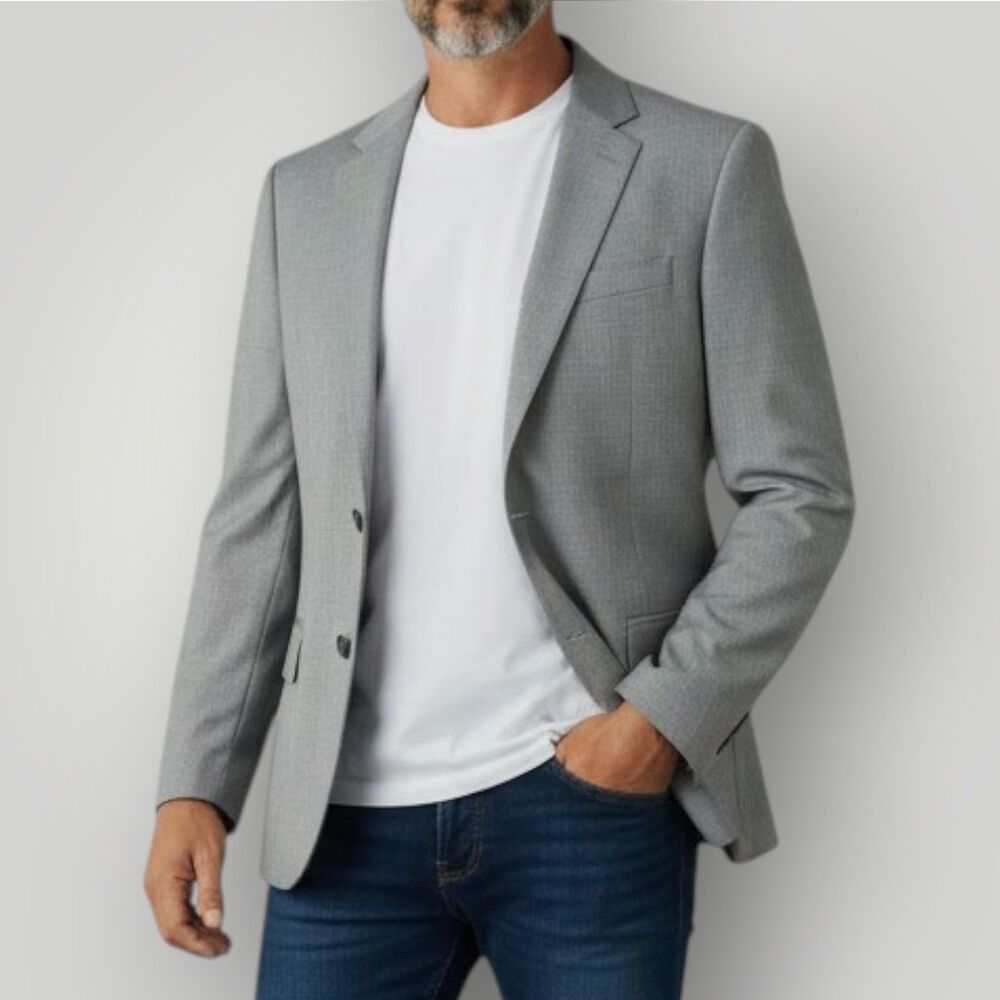 JOSEPH ABBOUD Mens Blazer 46S Stretch Wool Sport Coat 2-Button Suit Jacket Gray